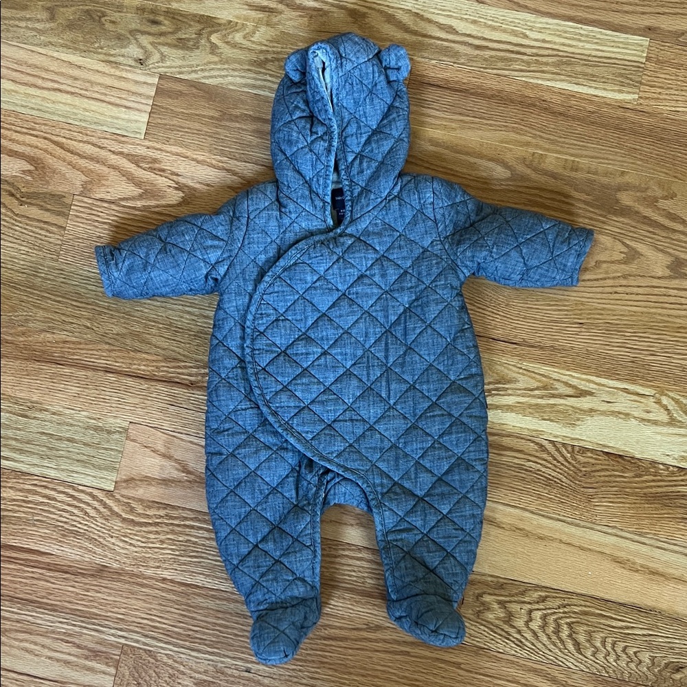 Quilted Blue Hooded Kids One Piece